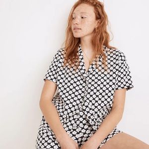 Madewell Floral Check Jacquard Knit Camp Shirt NWT
